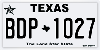 TX license plate BDP1027