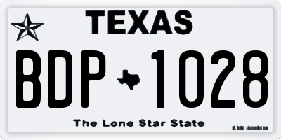 TX license plate BDP1028