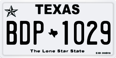 TX license plate BDP1029