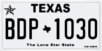 TX license plate BDP1030