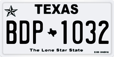 TX license plate BDP1032
