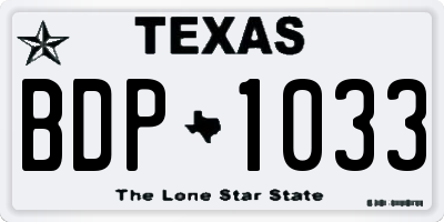 TX license plate BDP1033