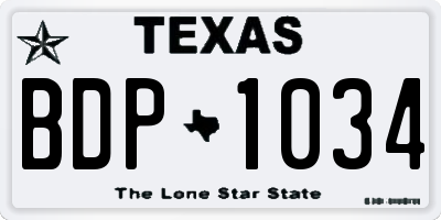 TX license plate BDP1034