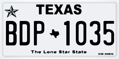 TX license plate BDP1035