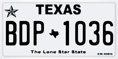 TX license plate BDP1036