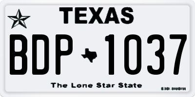 TX license plate BDP1037