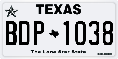 TX license plate BDP1038