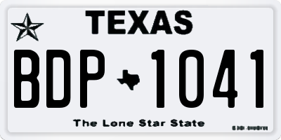 TX license plate BDP1041