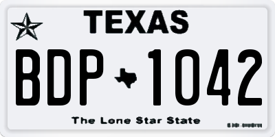 TX license plate BDP1042