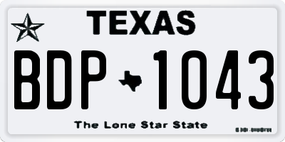 TX license plate BDP1043