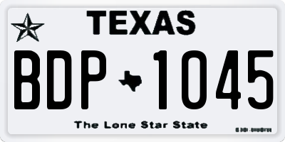 TX license plate BDP1045