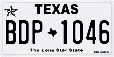 TX license plate BDP1046