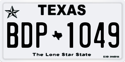 TX license plate BDP1049