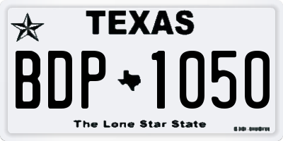 TX license plate BDP1050