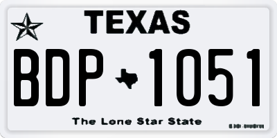 TX license plate BDP1051