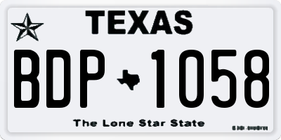 TX license plate BDP1058