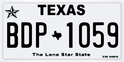 TX license plate BDP1059