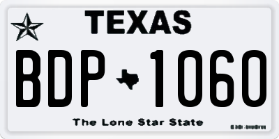 TX license plate BDP1060