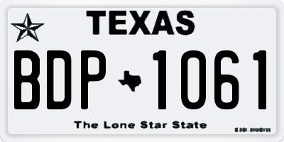 TX license plate BDP1061
