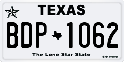 TX license plate BDP1062