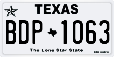 TX license plate BDP1063