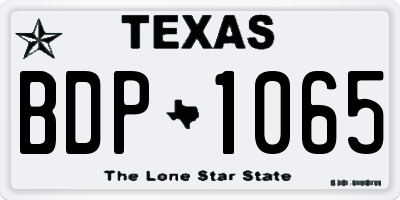 TX license plate BDP1065