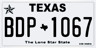 TX license plate BDP1067