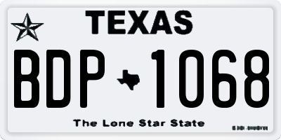 TX license plate BDP1068