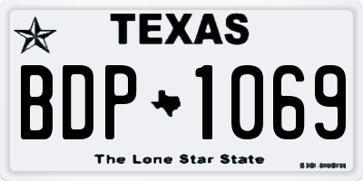 TX license plate BDP1069