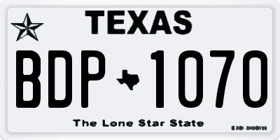 TX license plate BDP1070