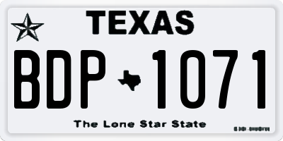 TX license plate BDP1071