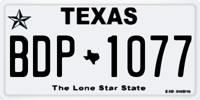 TX license plate BDP1077