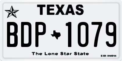TX license plate BDP1079