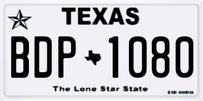 TX license plate BDP1080