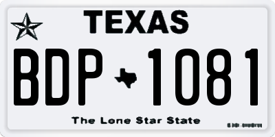 TX license plate BDP1081