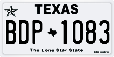 TX license plate BDP1083