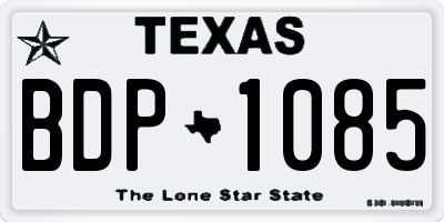 TX license plate BDP1085