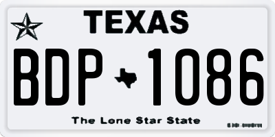 TX license plate BDP1086