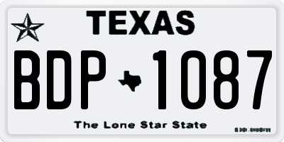 TX license plate BDP1087