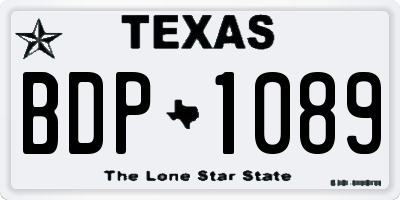 TX license plate BDP1089