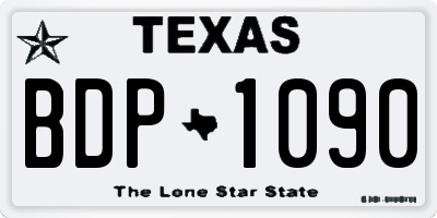 TX license plate BDP1090