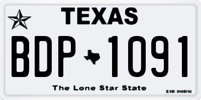 TX license plate BDP1091