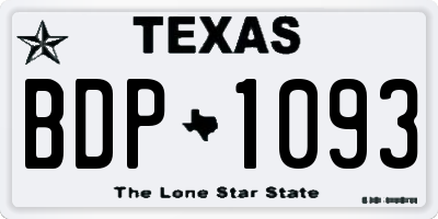 TX license plate BDP1093