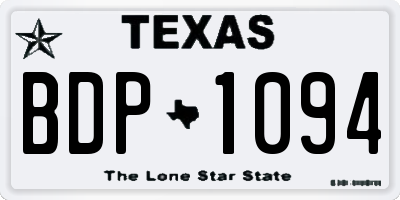 TX license plate BDP1094