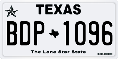 TX license plate BDP1096