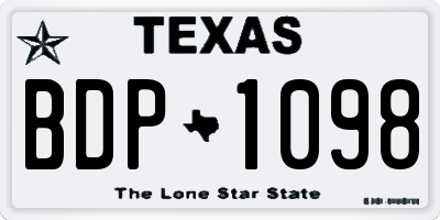 TX license plate BDP1098