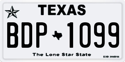 TX license plate BDP1099