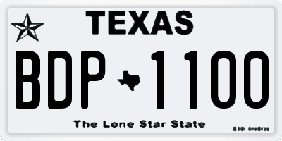 TX license plate BDP1100