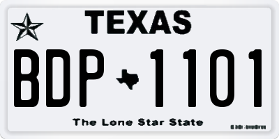 TX license plate BDP1101