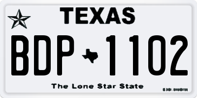TX license plate BDP1102